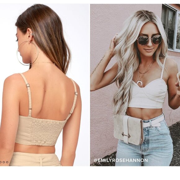 Amuse Society Bright Spark Beige Denim Crop Top (NWOT) - Picture 4 of 11
